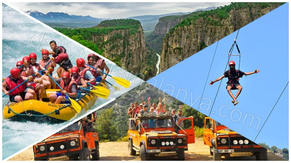 Tazı Kanyon + Büyük Zipline + Jeep Safari + Rafting