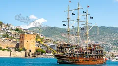 Vikingbåt Vid Solnedgången I Alanya nav photo 20
