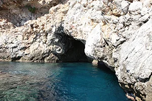 View of Pirates' Cave from the boat